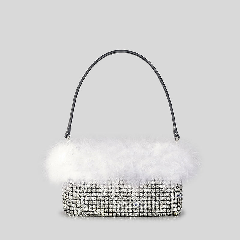 Women’s Feather Rhinestones Evening Bagutte Bags image 6
