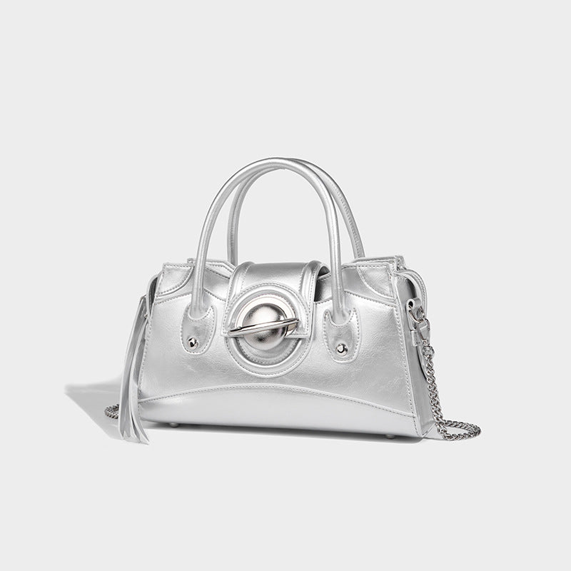 Women’s Metal Docoration Genuine Leather Handbags image 6