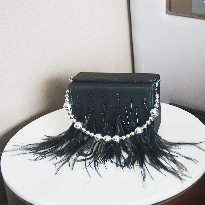 Women’s Orstrich Feather Beaded Clutch Bags image 2