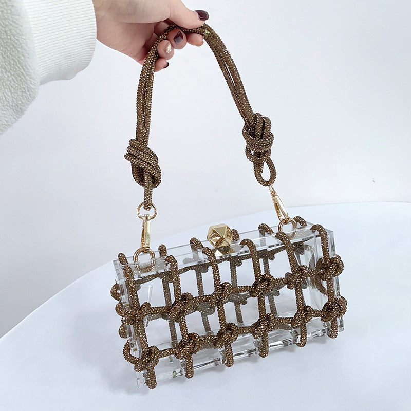 Women’s Rhinestone Straps Caged Clear Bags image 9