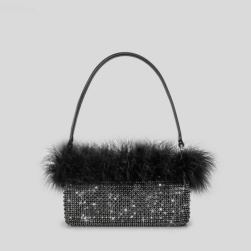 Women’s Feather Rhinestones Evening Bagutte Bags image 7