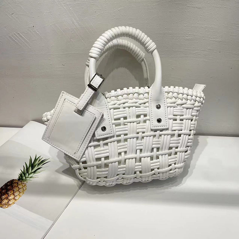 Women’s Genuine Leather Woven Small Bucket Bags image 6