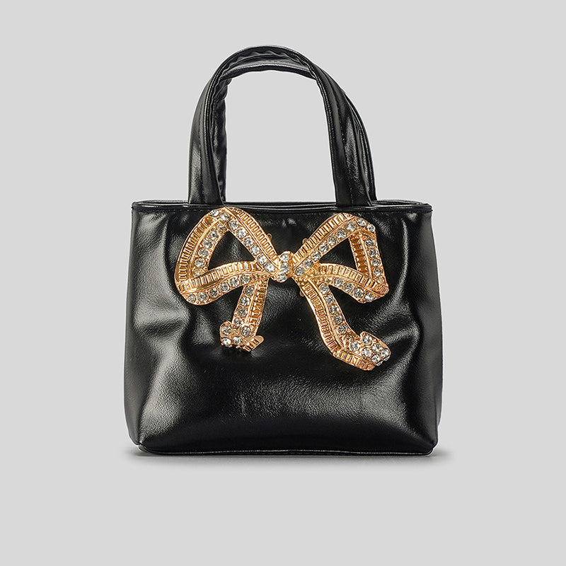 Women’s Rhinestone Bowknot Small Tote Bags in Vegan Leather image 5