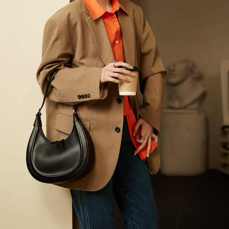 Women’s Genuine Leather Hobo Baguette Bags image 7