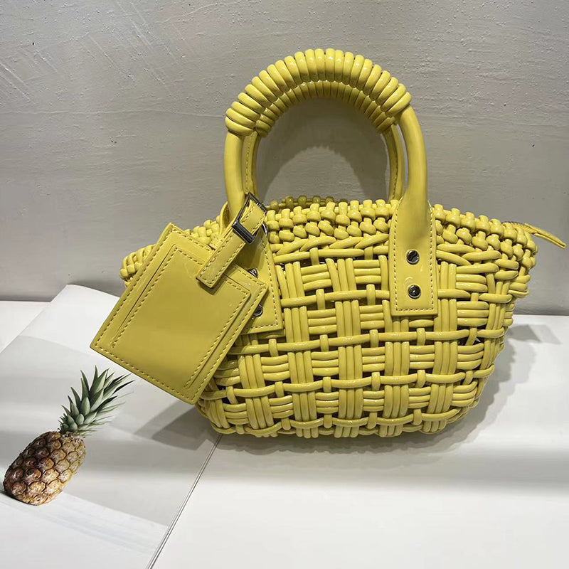 Women’s Genuine Leather Woven Small Bucket Bags image 7