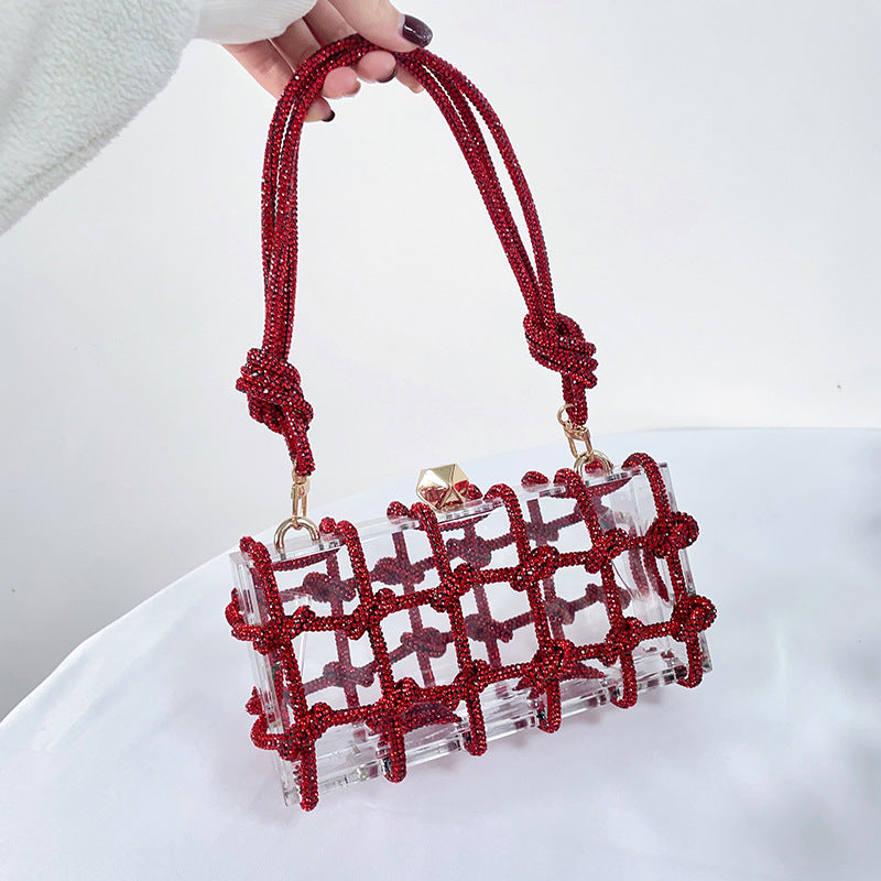 Women’s Rhinestone Straps Caged Clear Bags image 8