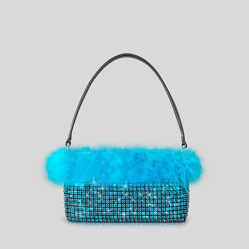 Women’s Feather Rhinestones Evening Bagutte Bags image 9