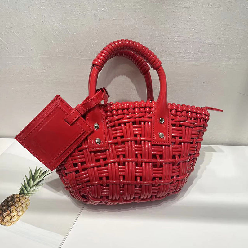 Women’s Genuine Leather Woven Small Bucket Bags image 8