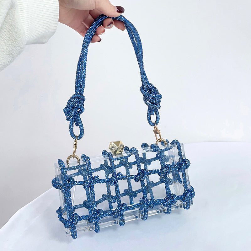 Women’s Rhinestone Straps Caged Clear Bags image 7