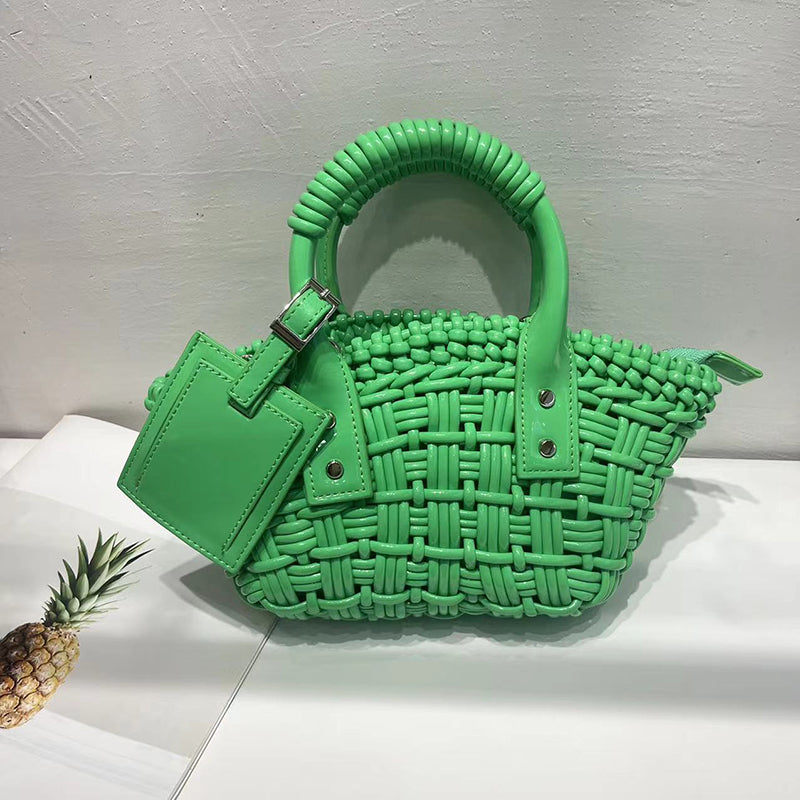 Women’s Genuine Leather Woven Small Bucket Bags image 9