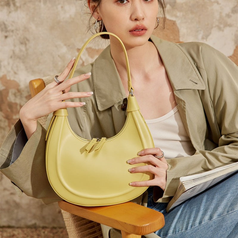 Women’s Genuine Leather Hobo Baguette Bags image 10
