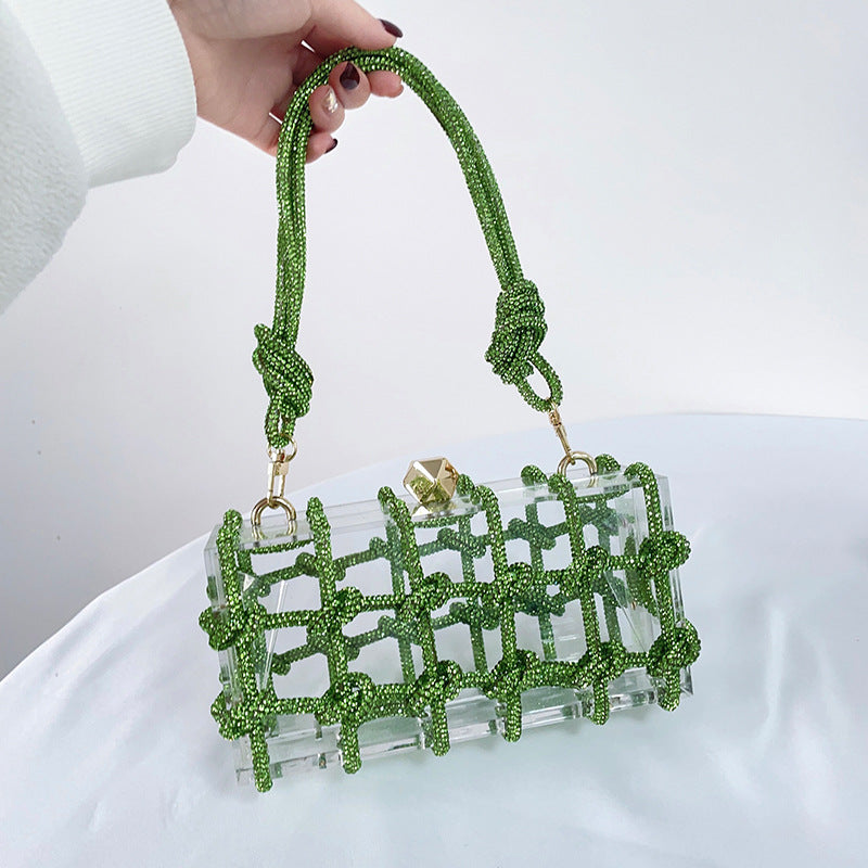 Women’s Rhinestone Straps Caged Clear Bags image 5