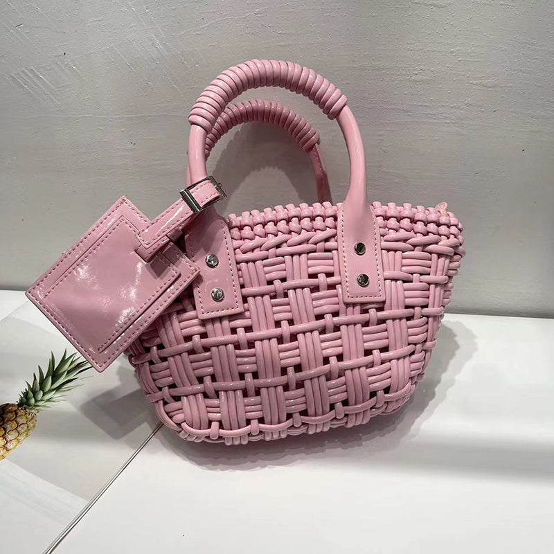 Women’s Genuine Leather Woven Small Bucket Bags image 10