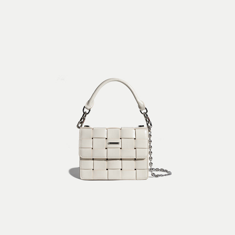 Women’s Woven Cowhide Leather Shoulder Bags with Crossbody Strap image