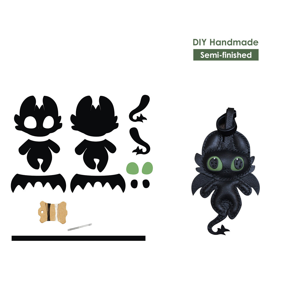 Wirkin® Sheep Leather Toothless Dragon Keychain DIY Kits