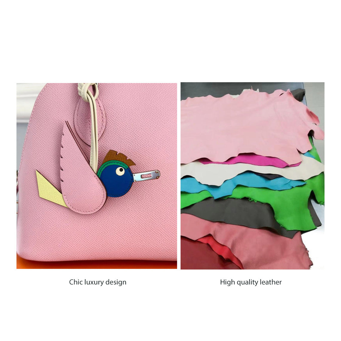Pink Birdy Kelly Charm Leather Making Kit | Cute Design Bag Accessories - Wirkin®