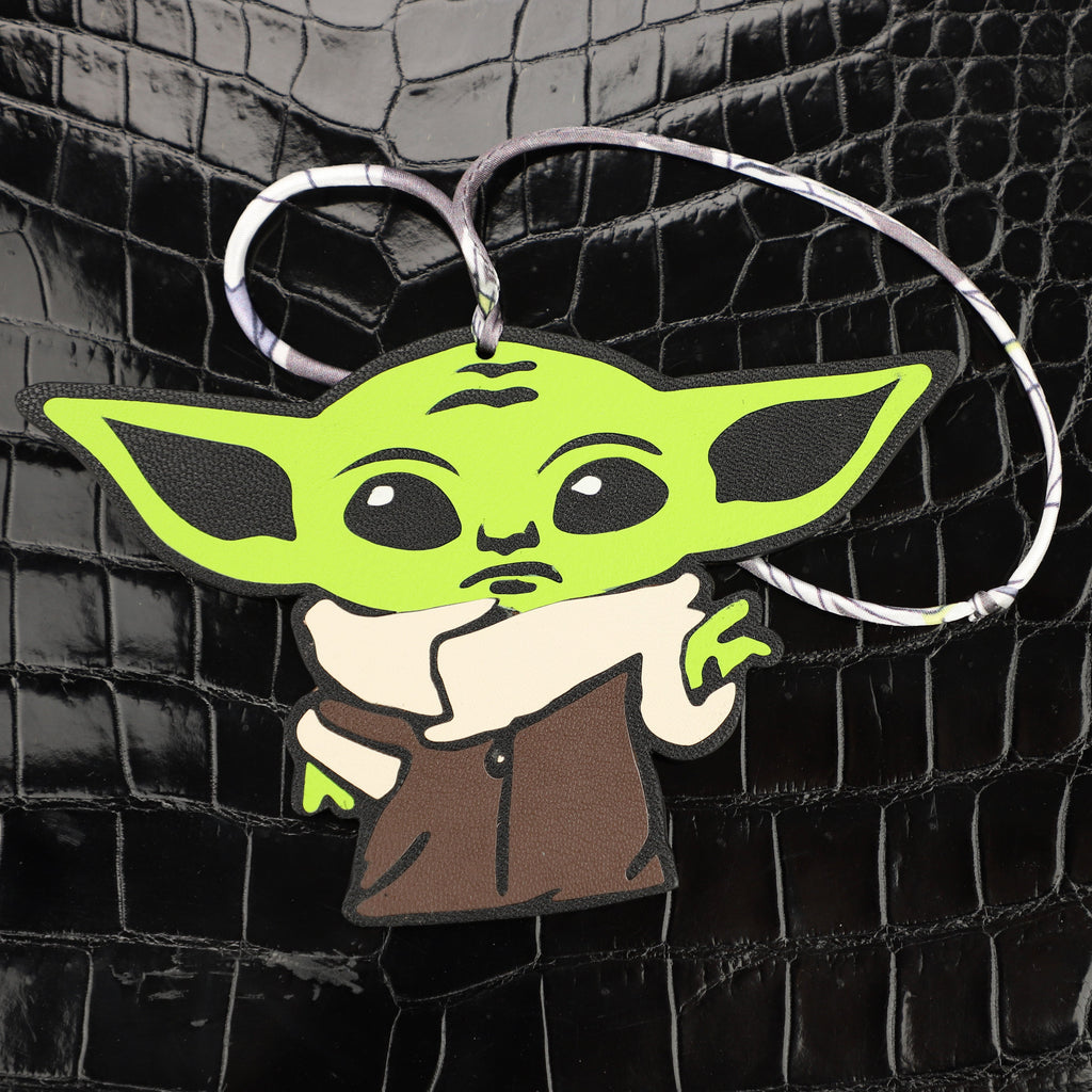 New Alien Bag Charm, Green Leather Pendant, Star Wars Baby Yoda Cute Leather Gift