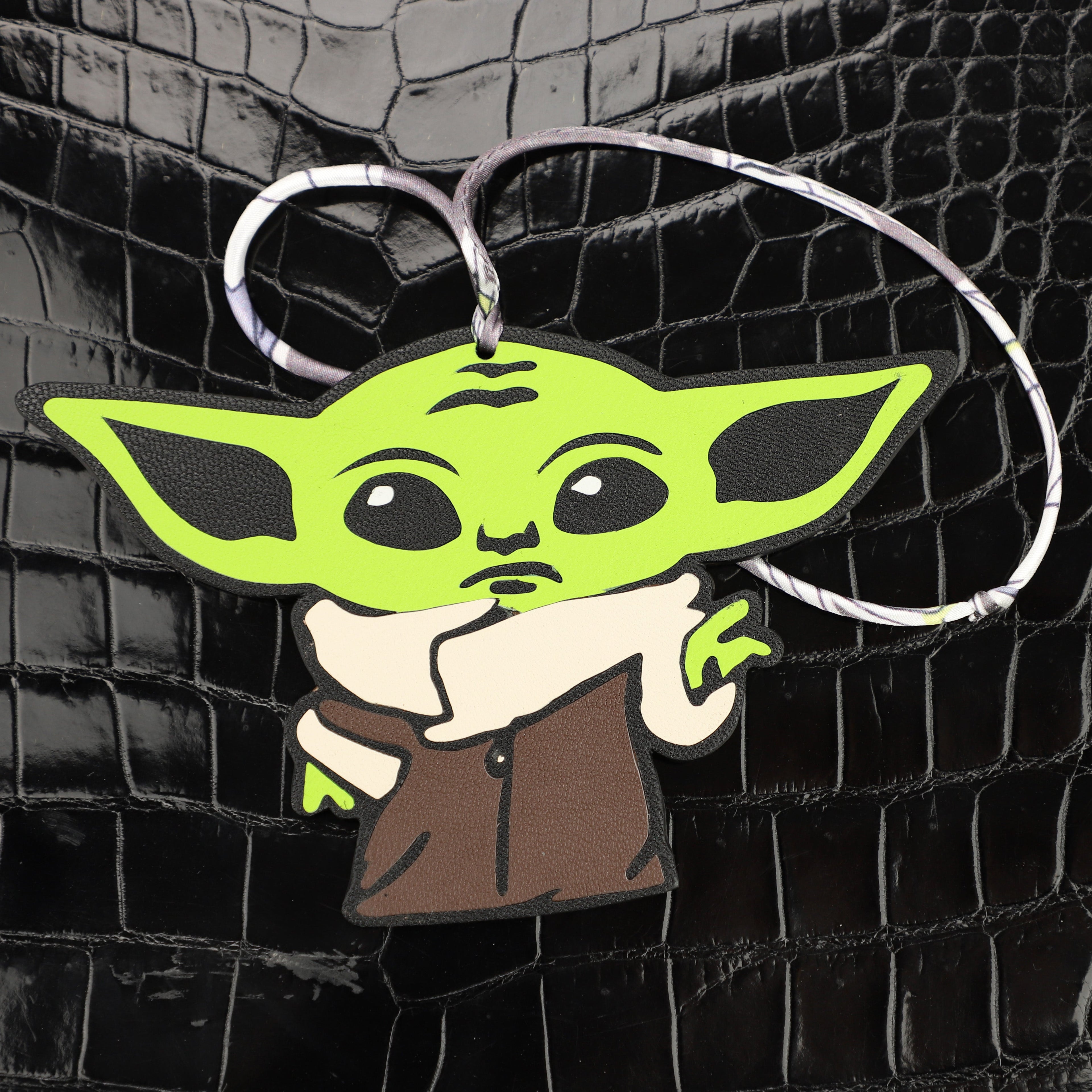 New Alien Bag Charm, Green Leather Pendant, Star Wars Baby Yoda Cute Leather Gift