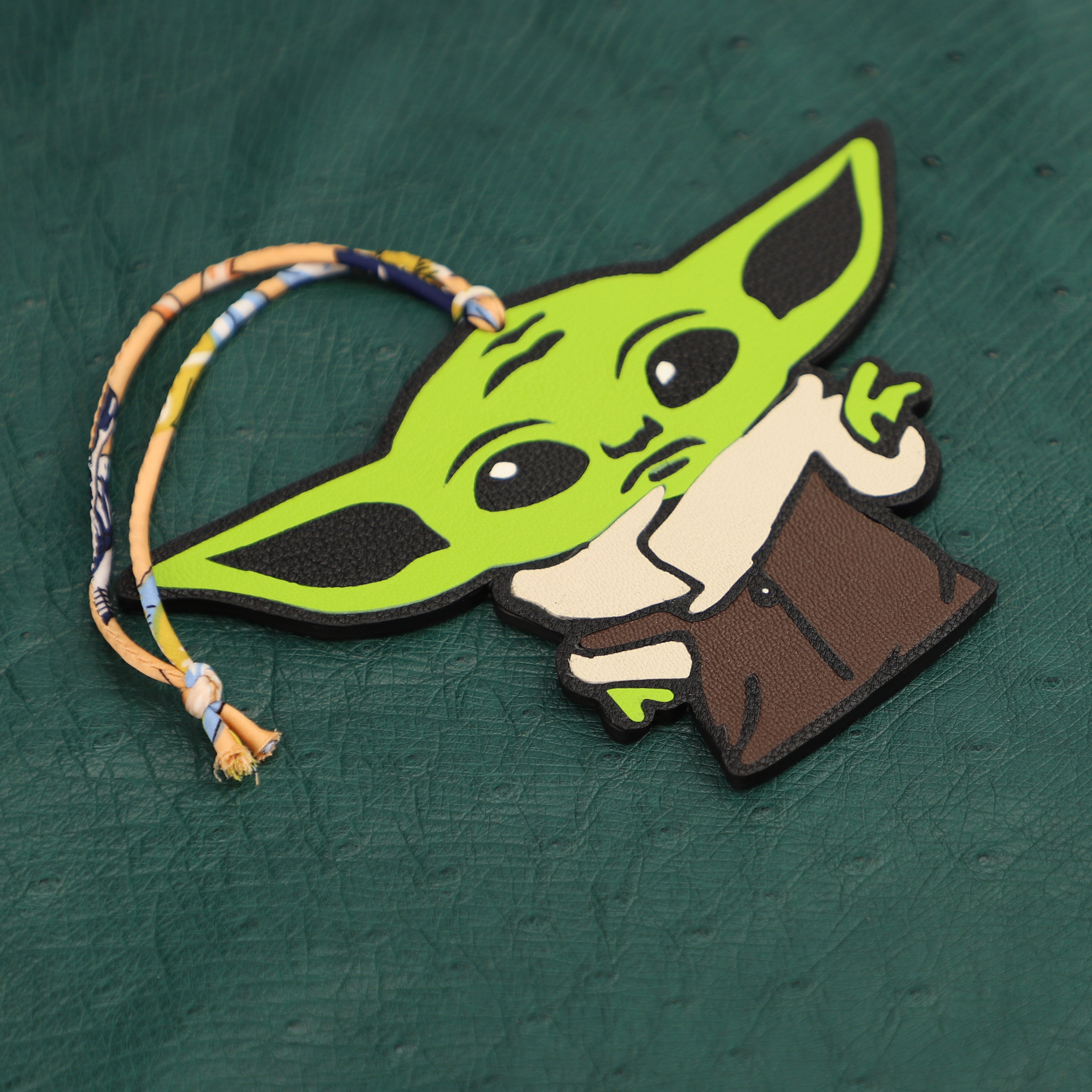 New Alien Bag Charm, Green Leather Pendant, Star Wars Baby Yoda Cute Leather Gift