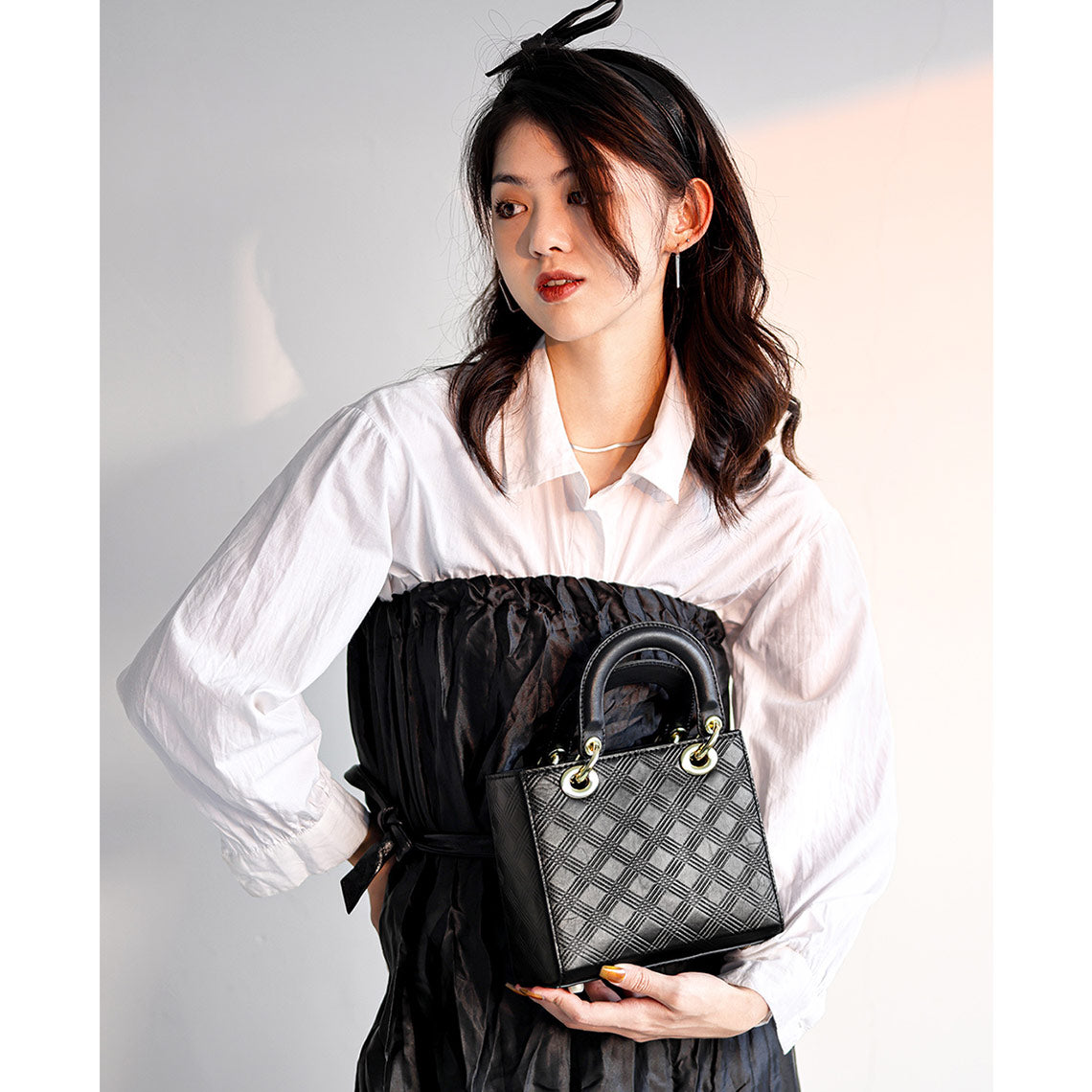 Calfskin Leather Handbag Black | Women Leather Crossbody Bag Purse - Wirkin™