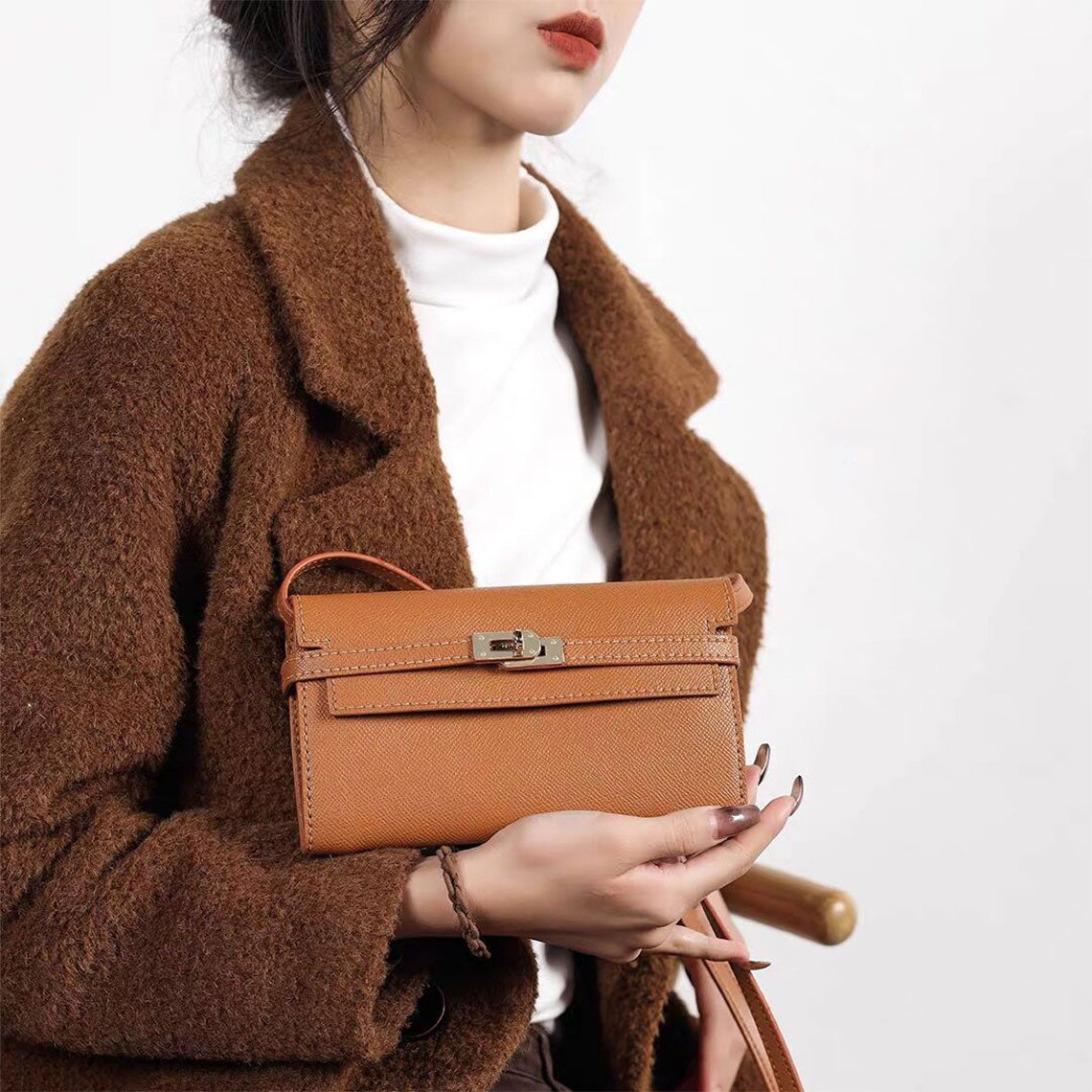 DIY Leather Wallet Kit | Brown Leather Wallet Inspired Designer Kelly to Go Wallet - Wirkin™
