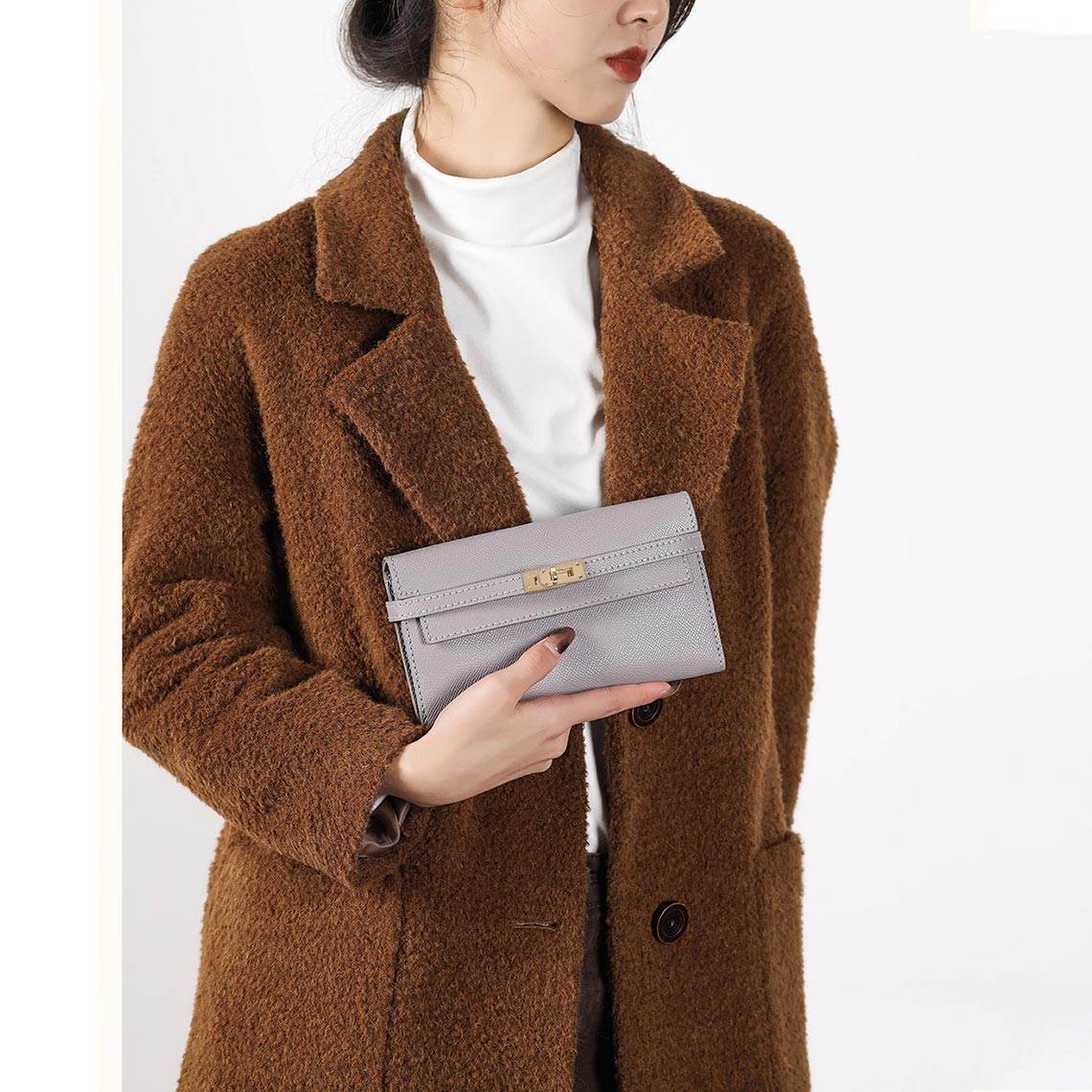 DIY Purse Kit | Grey Leather Wallet Purse for Women Inspired Designer Kelly to Go Wallet - Wirkin™