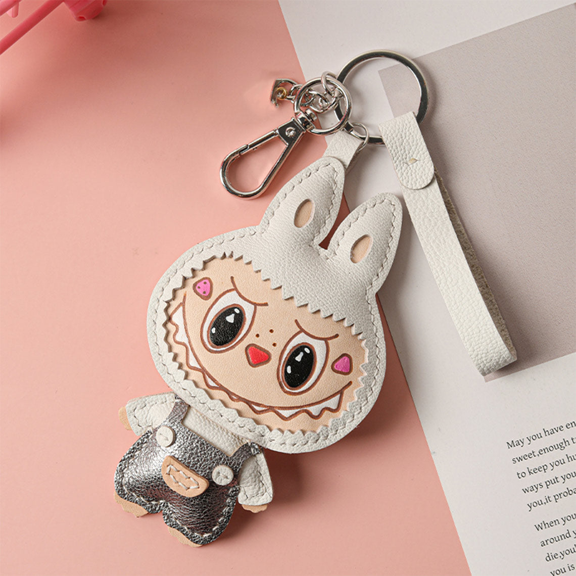 White Labubu Toy Keychain DIY Kit | Beginner DIY Projects - Wirkin®