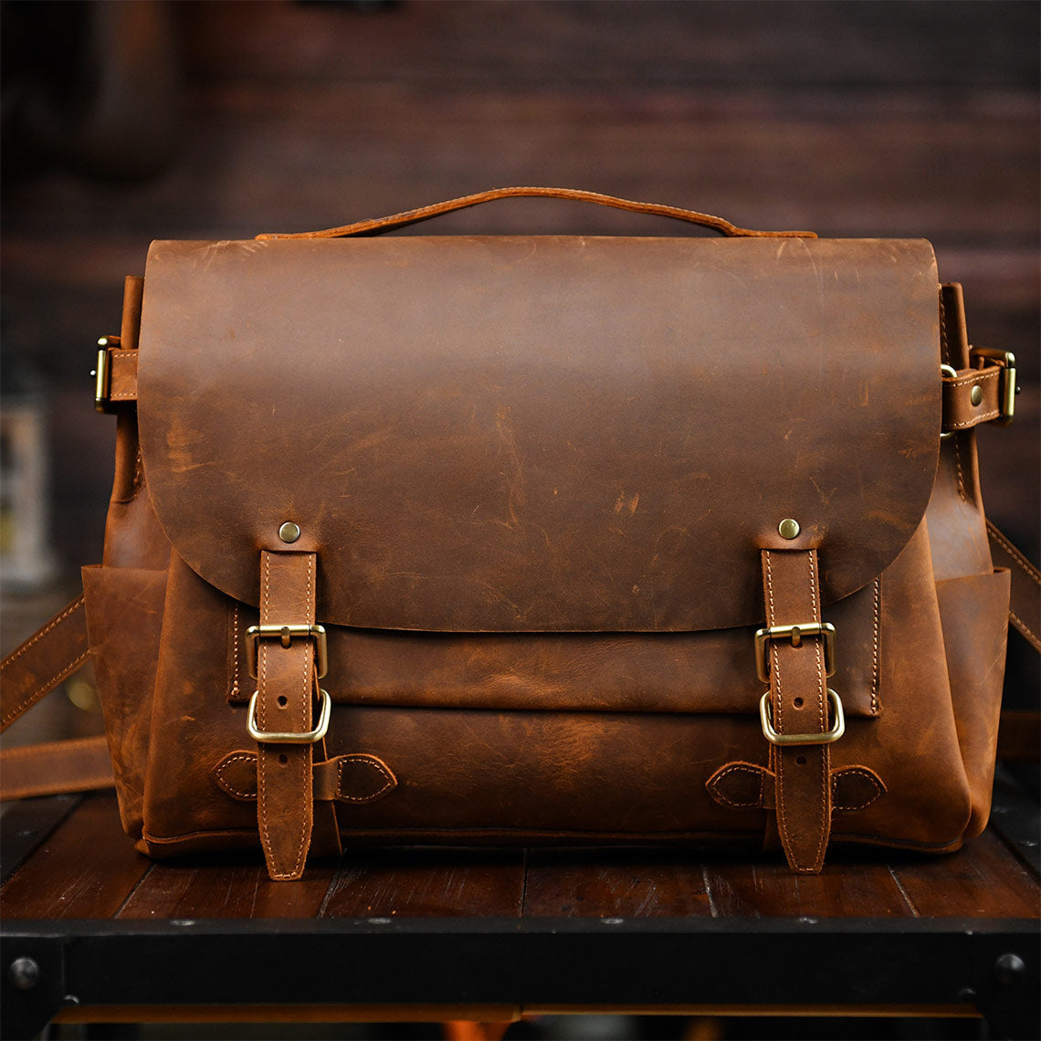 Brown Leather Messenger Bag for Men | Men's Work Bag Crossbody Bag - Wirkin®