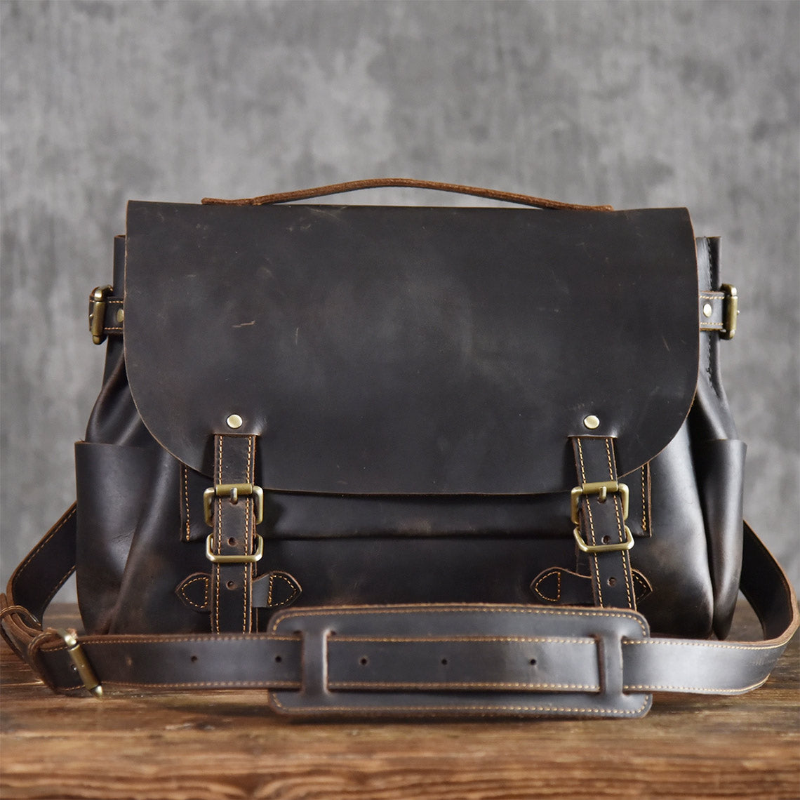 Crazy Horse Leather Laptop Bag Work Tote Bag for Men - Wirkin®