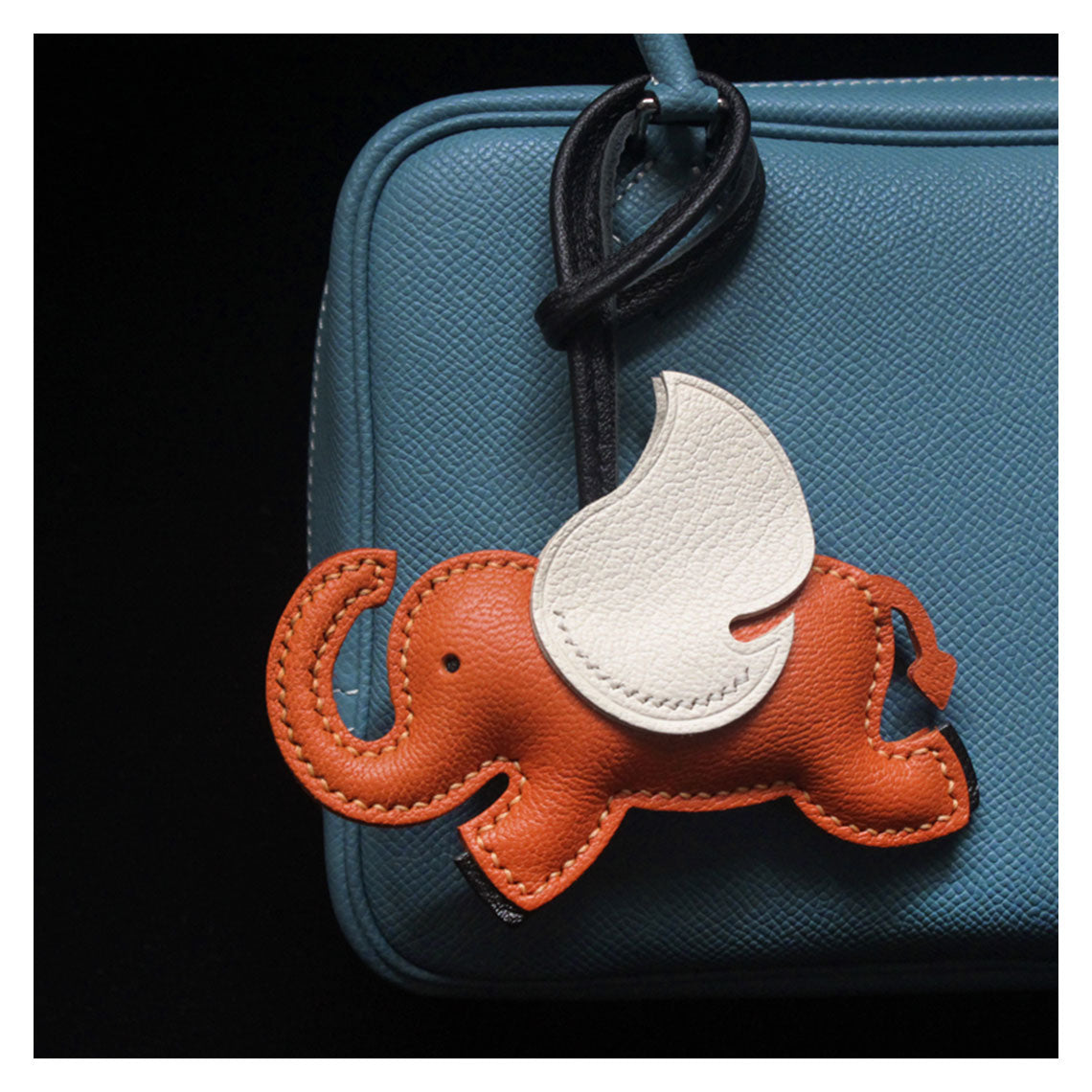 Orange Leather Elephant Bag Charm | Handmade Bag Accessory - Wirkin®