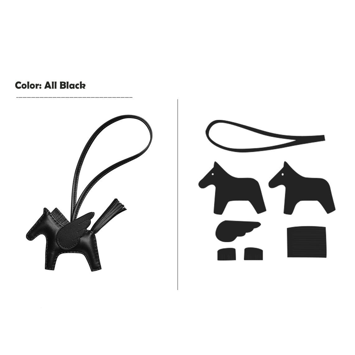 Lambskin Horse Charm in Black | Fun DIY Leather Kits - Wirkin®
