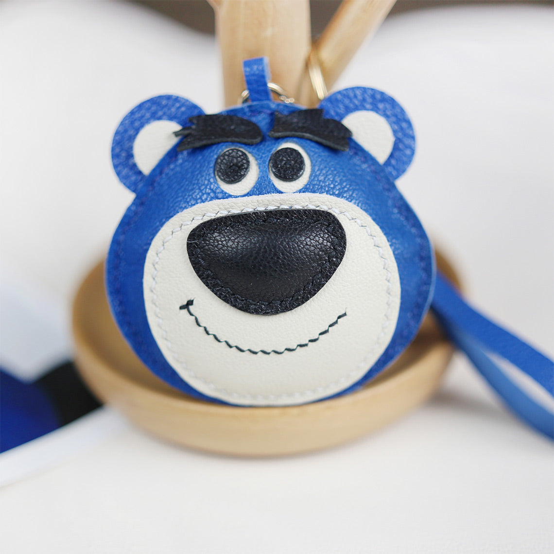 Easy DIY Leather Projects for Kids | Anime Blue Teddy Bear Lotso Bear Keychain Handmade - Wirkin™