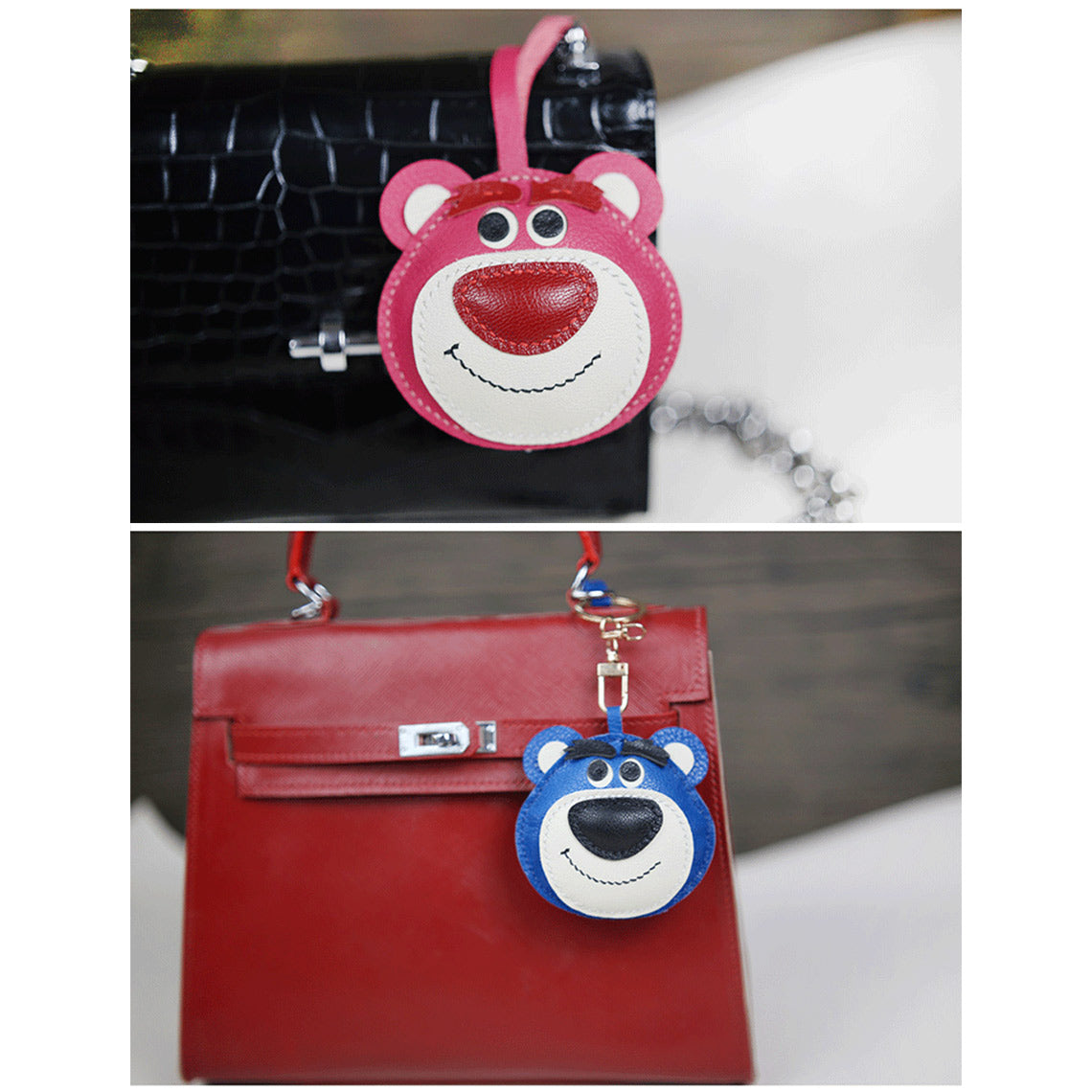 Luxury Leather Bag Charms Cartoon | Cute Huggin Bear Bag Charm - Wirkin™
