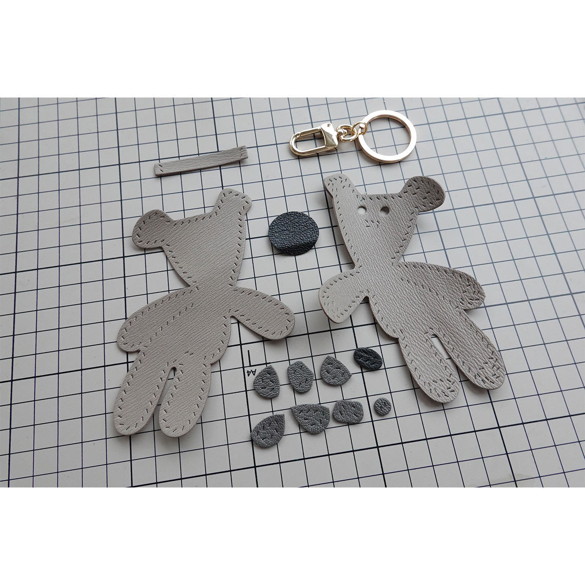 Light Grey Mr. Bean Teddy Bag Charm DIY Leather Kits | Affordable DIY Projects - Wirkin®