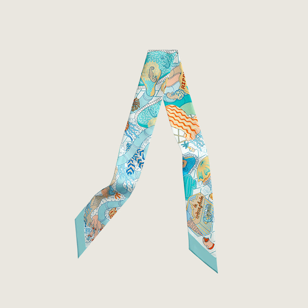 Silk Scarf Handle Tie & Hairband – Handcrafted Mulberry Silk Rectangle Scarf for Bags, Hair, and Accessories