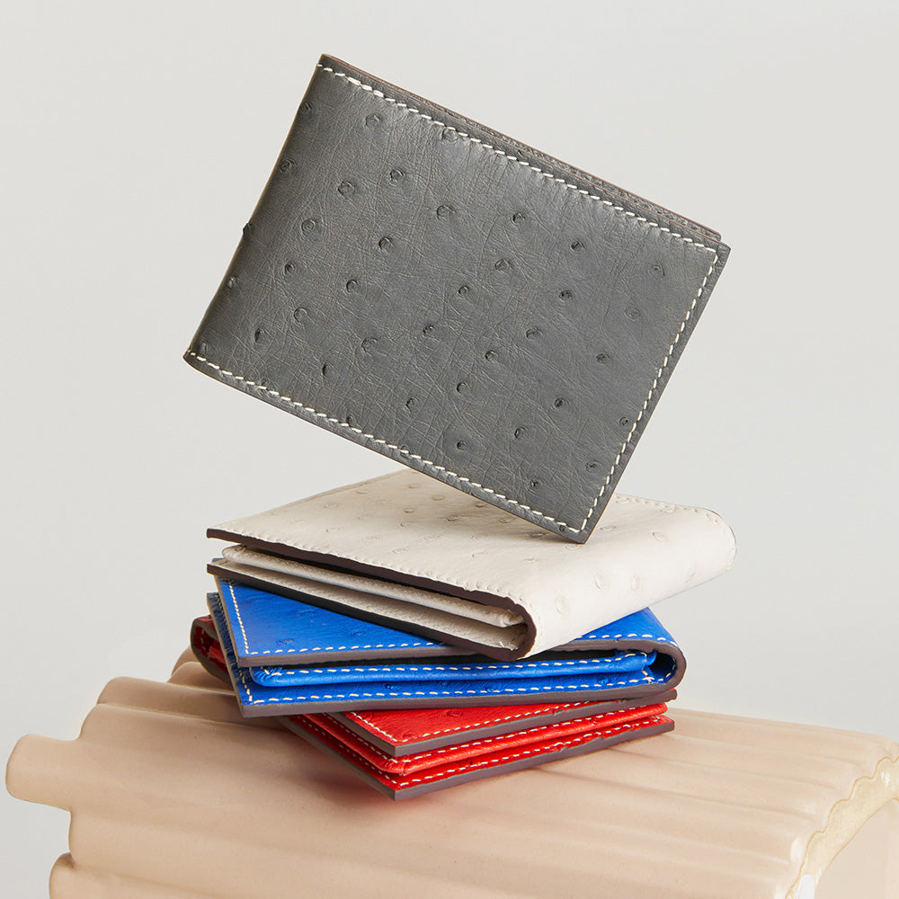 Genuine Leather Ostrich Skin Wallet - Multi-Card Holder & Driving License Organizer, Premium Multifunctional Storage Case