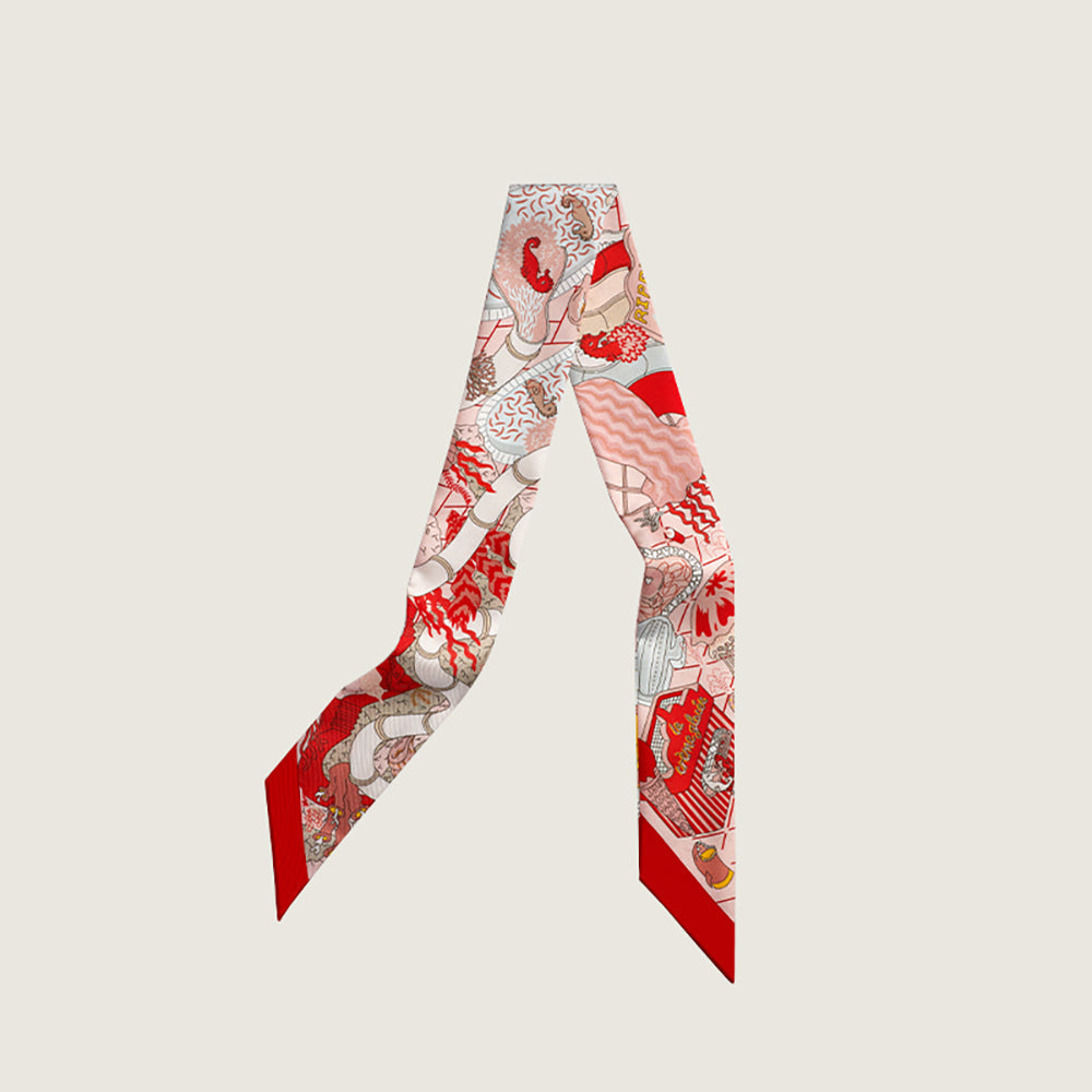 Silk Scarf Handle Tie & Hairband – Handcrafted Mulberry Silk Rectangle Scarf for Bags, Hair, and Accessories