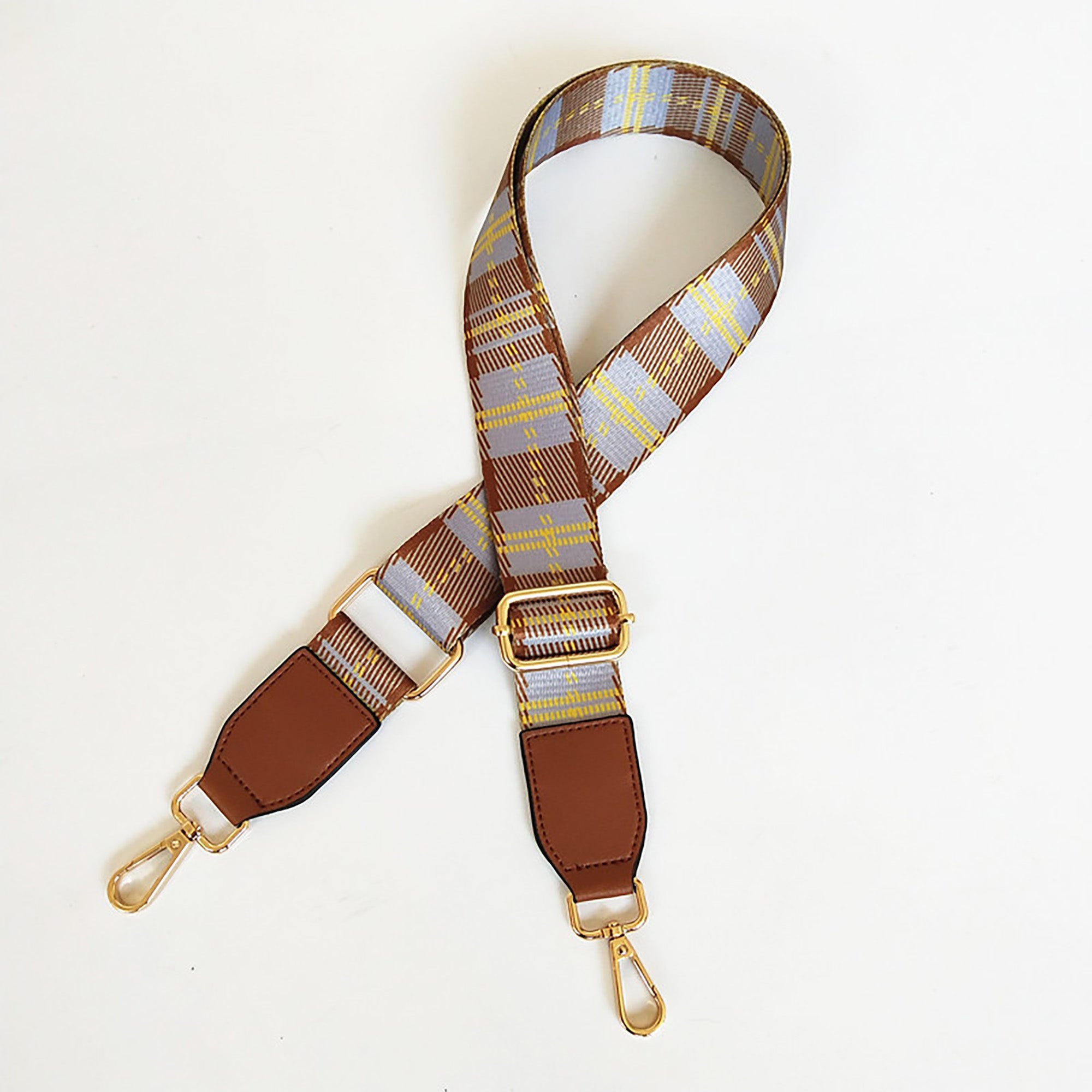 Adjustable Canvas Shoulder Strap for Crossbody Bags – Plaid Stripe Design, Versatile and Durable