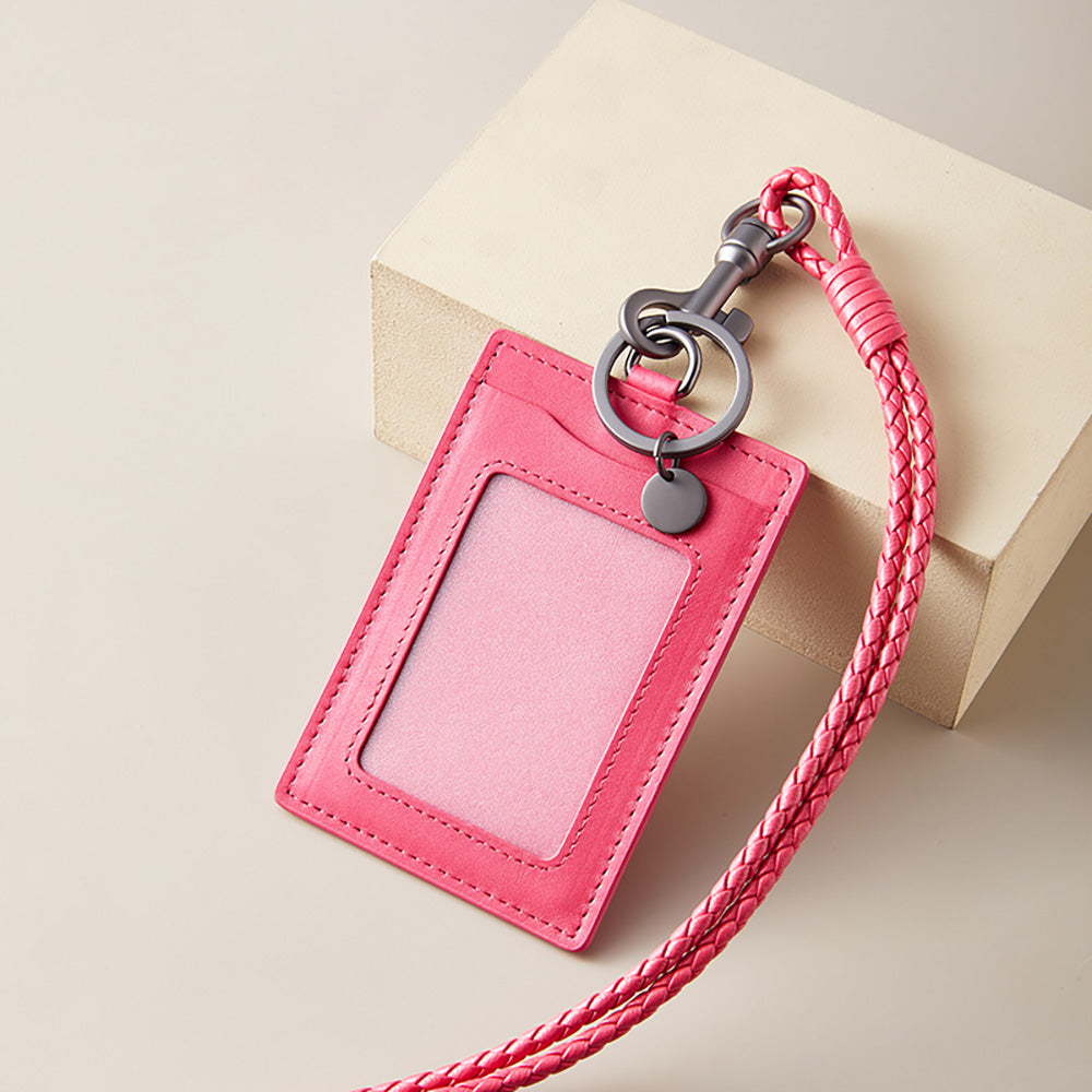 Handcrafted Genuine Leather ID Card Holder – Premium Neck Strap Badge Holder, Employee Badge & Access Card Protector