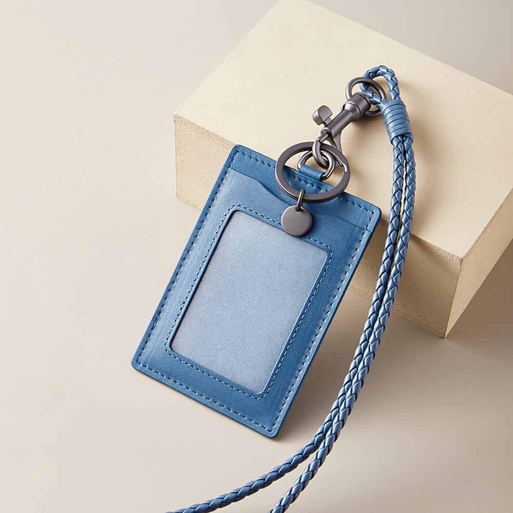 Handcrafted Genuine Leather ID Card Holder – Premium Neck Strap Badge Holder, Employee Badge & Access Card Protector