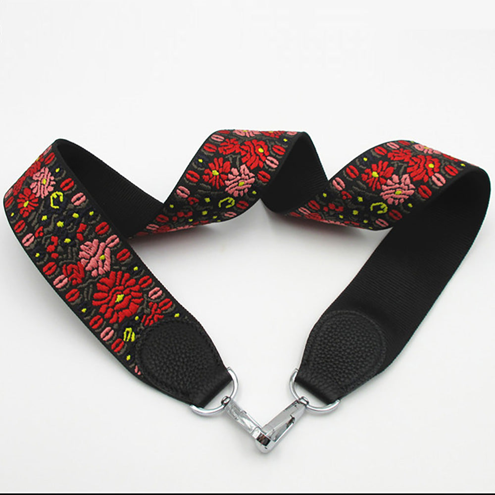 Ethnic Embroidered Canvas Crossbody Bag Strap, Wide Ethnic Style Shoulder Strap for Bags