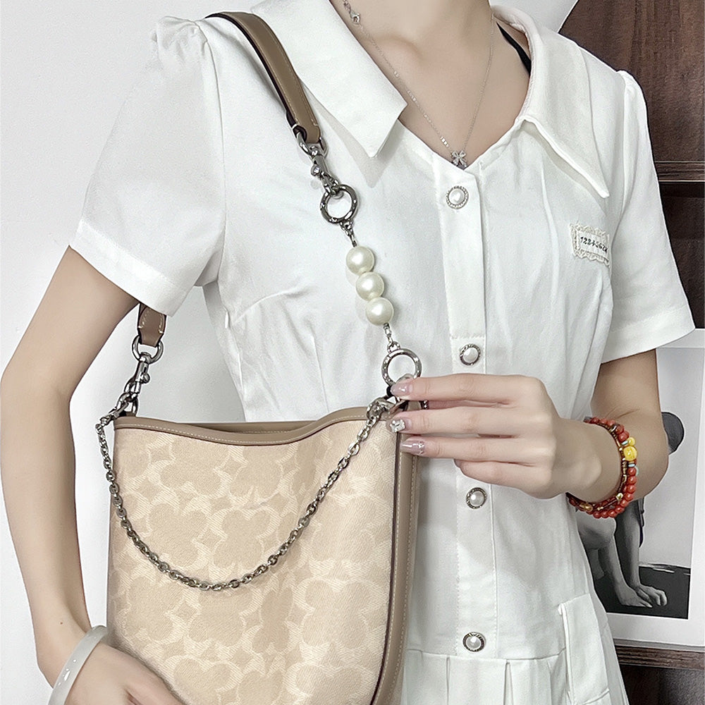 Handmade Extension Chain Shoulder Strap with Metal Decorative Chain for City17 Bucket Bag – DIY Detachable Accessory