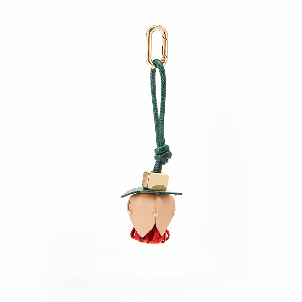 Handcrafted Genuine Leather Flower Pendant – Elegant Fashion Bag Charm for Women