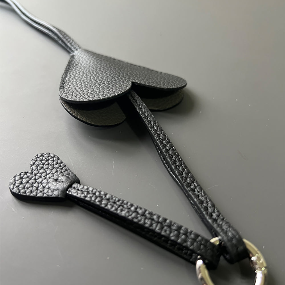 Custom Heart-Shaped Leather Bag Charm, Premium First Layer Cowhide Keychain & Bag Accessory