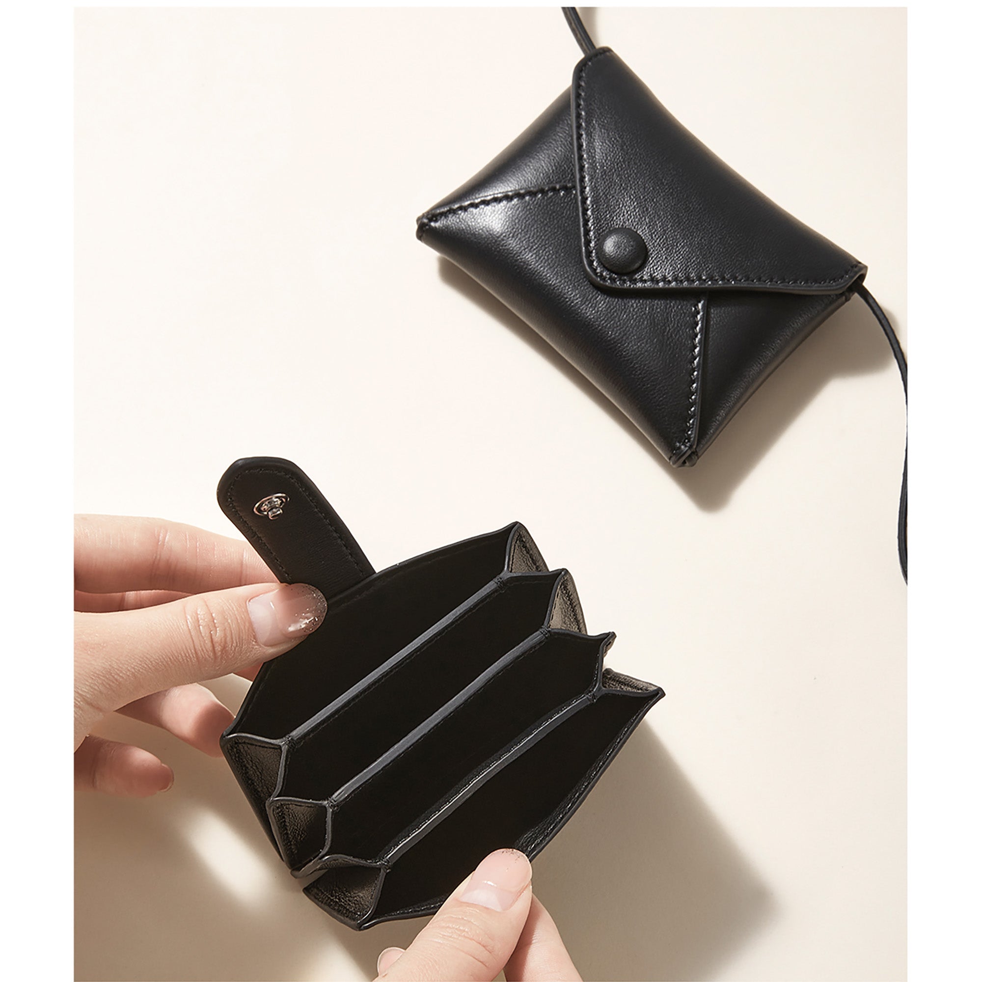 Handcrafted Genuine Leather Card Holder & Coin Purse - Multi-Card Slots, Envelope Crossbody Bag, Multi-Functional Waist Bag, Handmade from Premium Top-Grain Leather