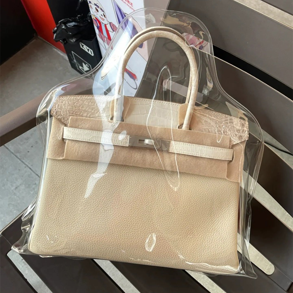 Handcrafted Transparent PVC Dust Cover for Birkin & Kelly Bags – Waterproof, Oil-Resistant Protective Case, Custom Fit for Luxury Bags