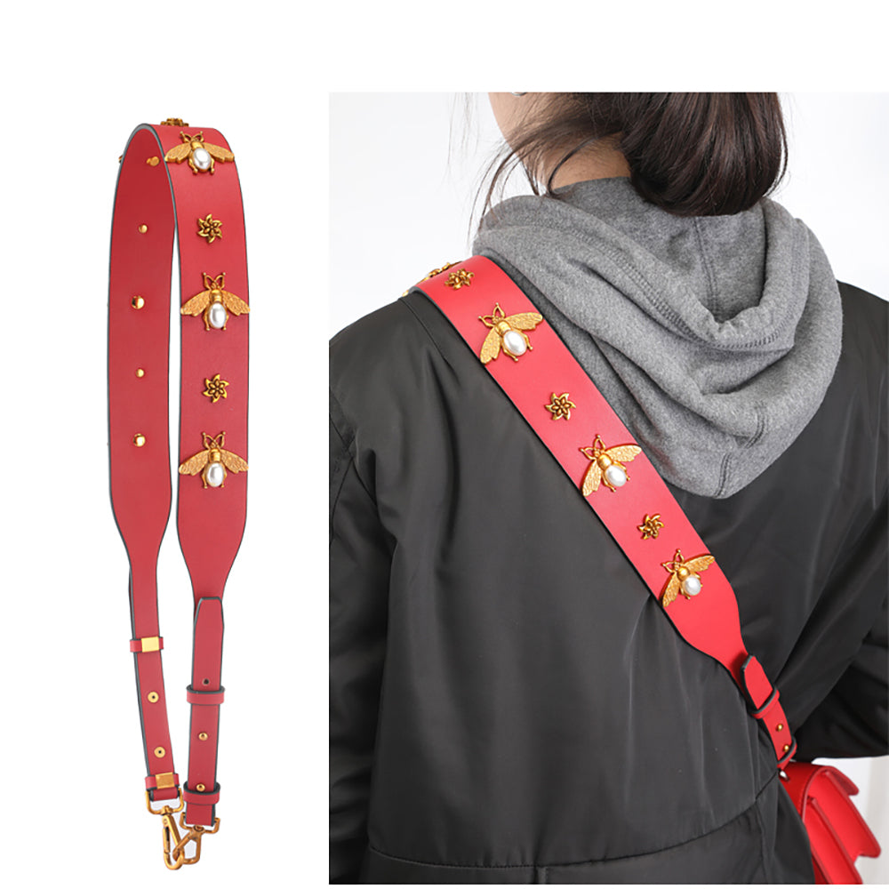 Fashionable Black Genuine Leather Wide Shoulder Strap, Adjustable Crossbody Bag Replacement Strap for Women, Extended Single Shoulder Strap