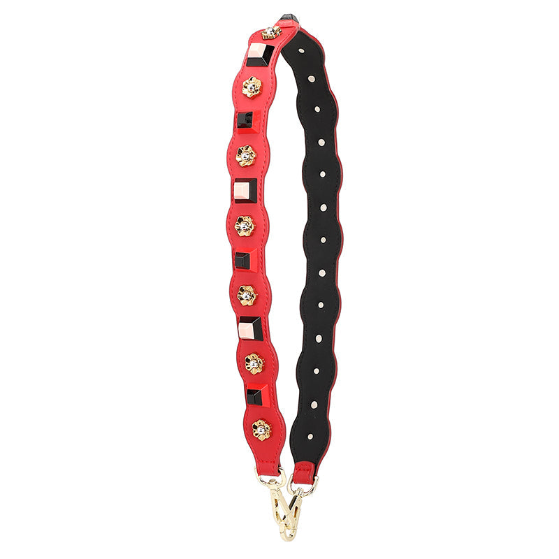New Genuine Leather Flower Studded Shoulder Strap for Women’s Bags, Wide Crossbody & Shoulder Strap, Single Purchase Accessory