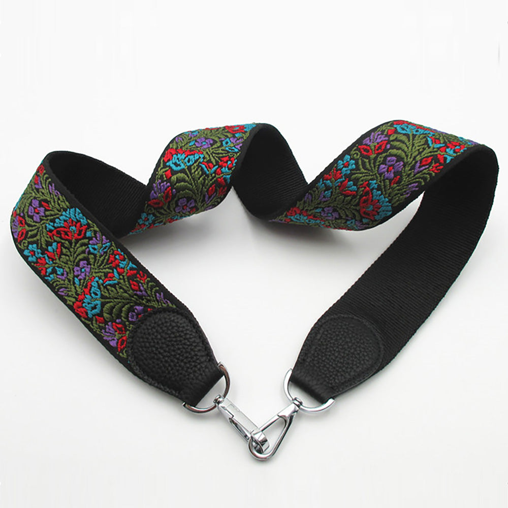 Ethnic Embroidered Canvas Crossbody Bag Strap, Wide Ethnic Style Shoulder Strap for Bags