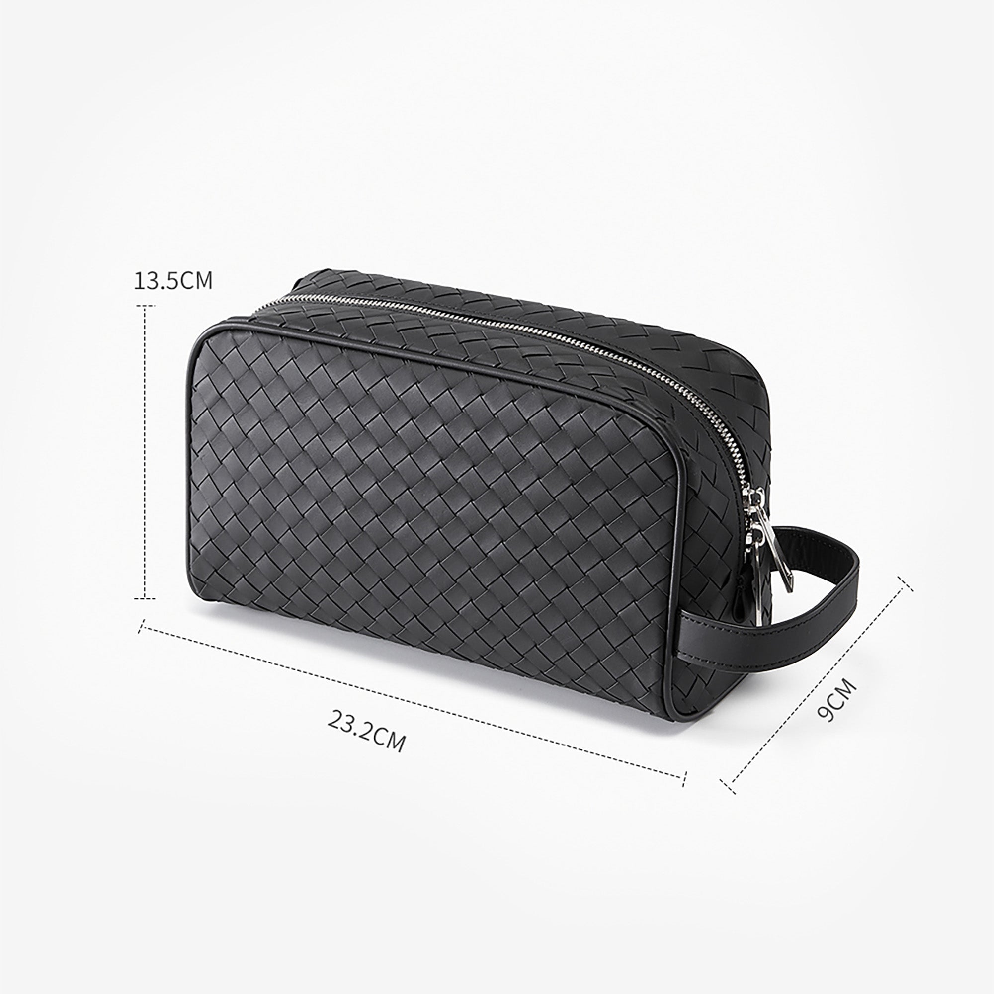 2025 New Arrival Black Woven Leather Makeup Bag - Large Capacity, Premium Cosmetic & Brush Organizer, Portable & Luxurious for Men & Women